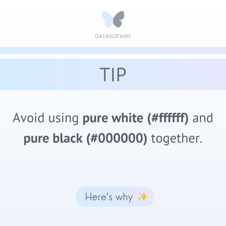 TIP: Avoid using pure black (#000000) and pure white (#ffffff) together.